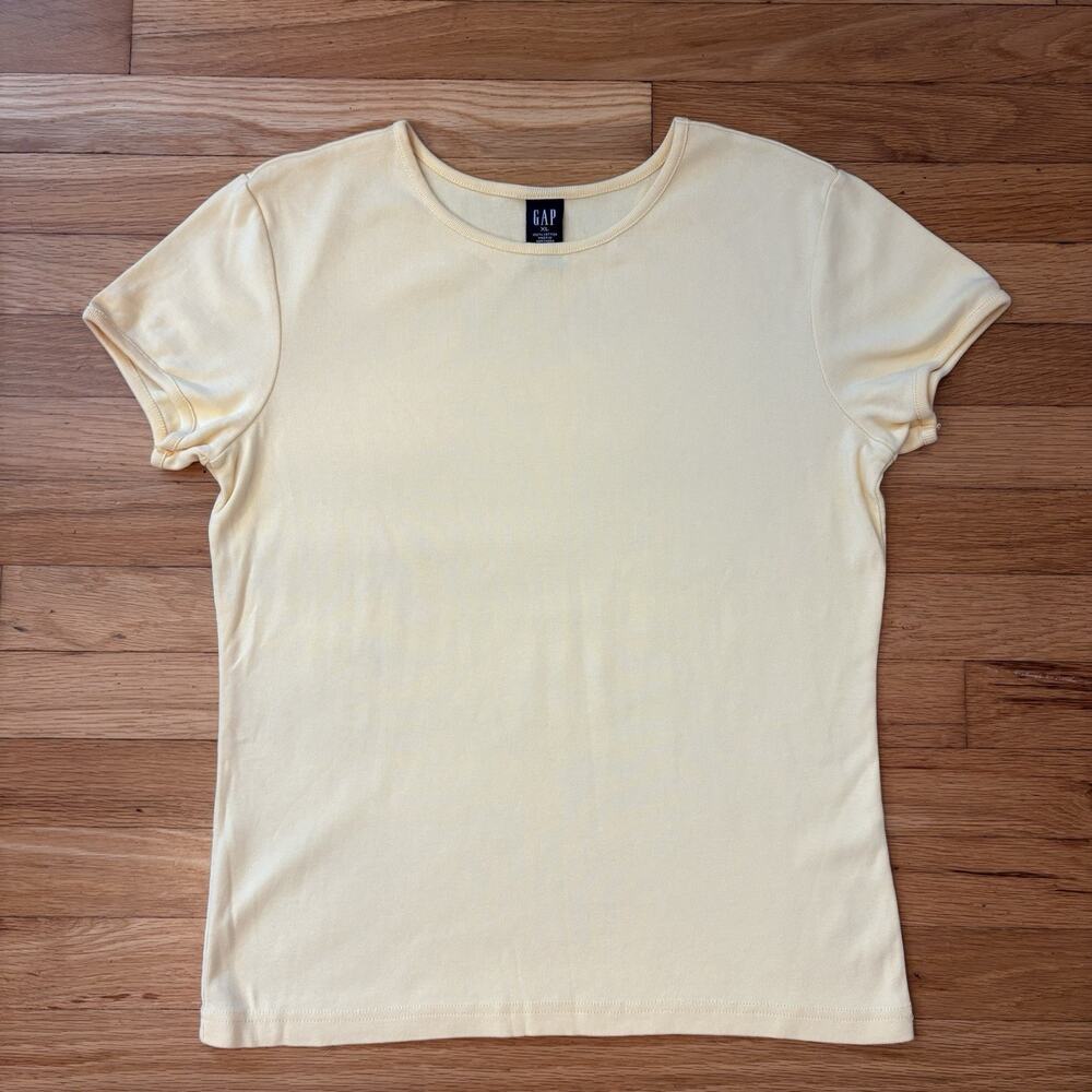 GAP 90s Butter Yellow Basic Tee Classic Iconic Mom 100% Cotton XL